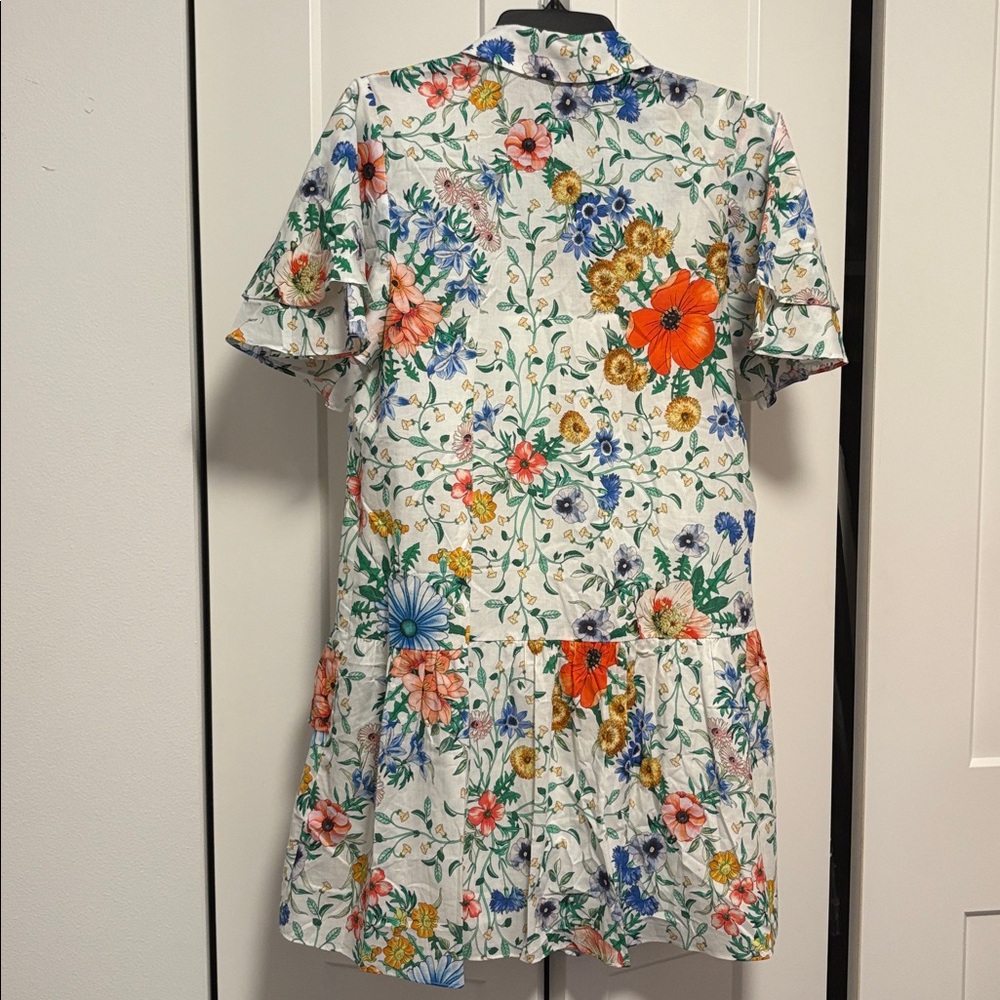 NWOT [Pearl by Lela Rose] Floral Flounce Sleeved Button-Up Shirt Dress Women’s S - Picture 7 of 11